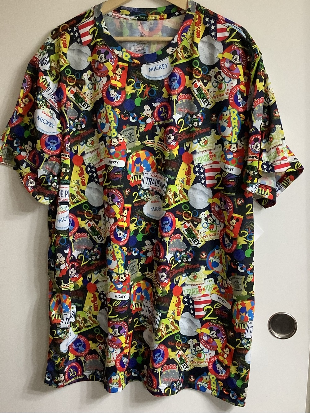 NWT Disney Pin Trading 25th Anniversary AOP Collage Shirt XXL